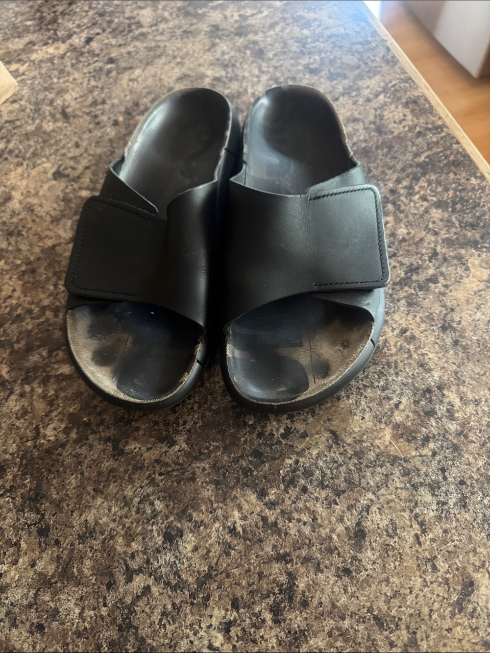 Ecco Black Slide Sandals with Textured Soles